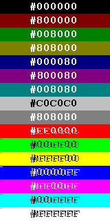 16 couleurs de base en hexadécimal